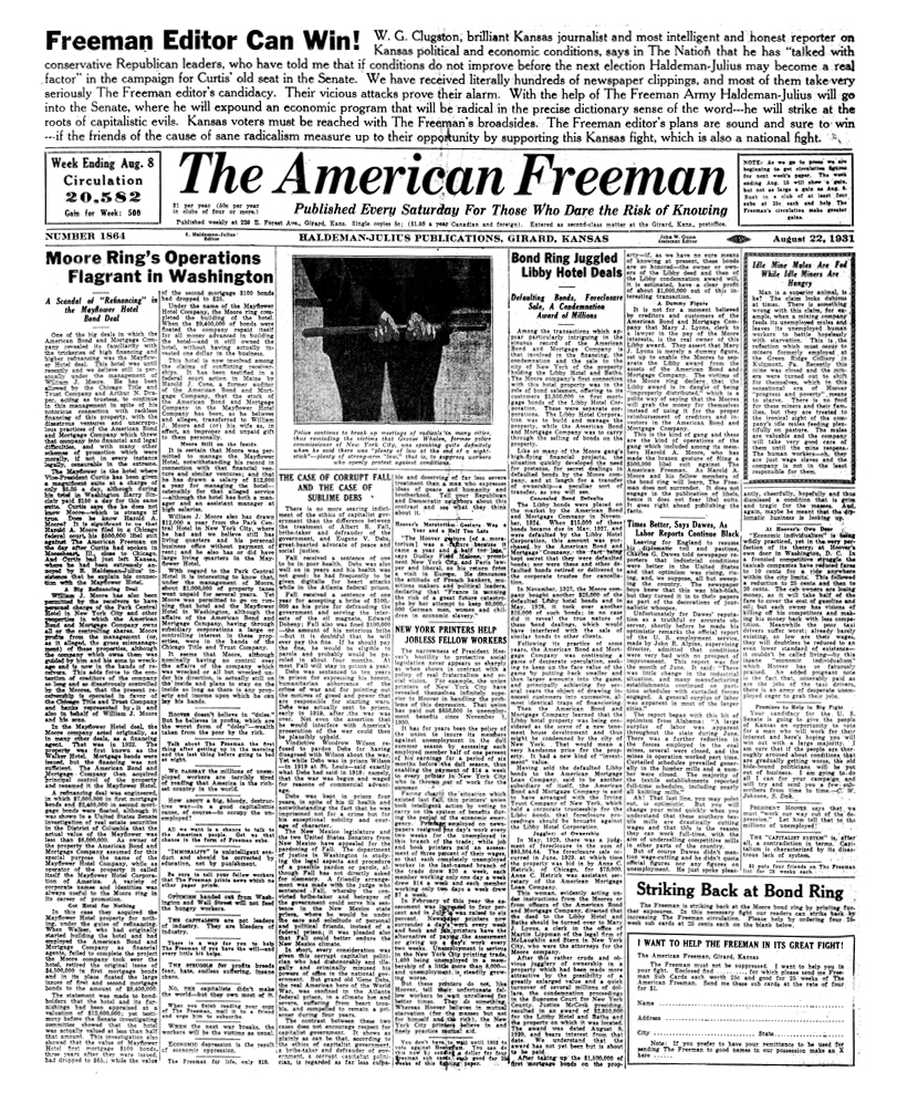 The American Freeman - Number 1864, August 22, 1931